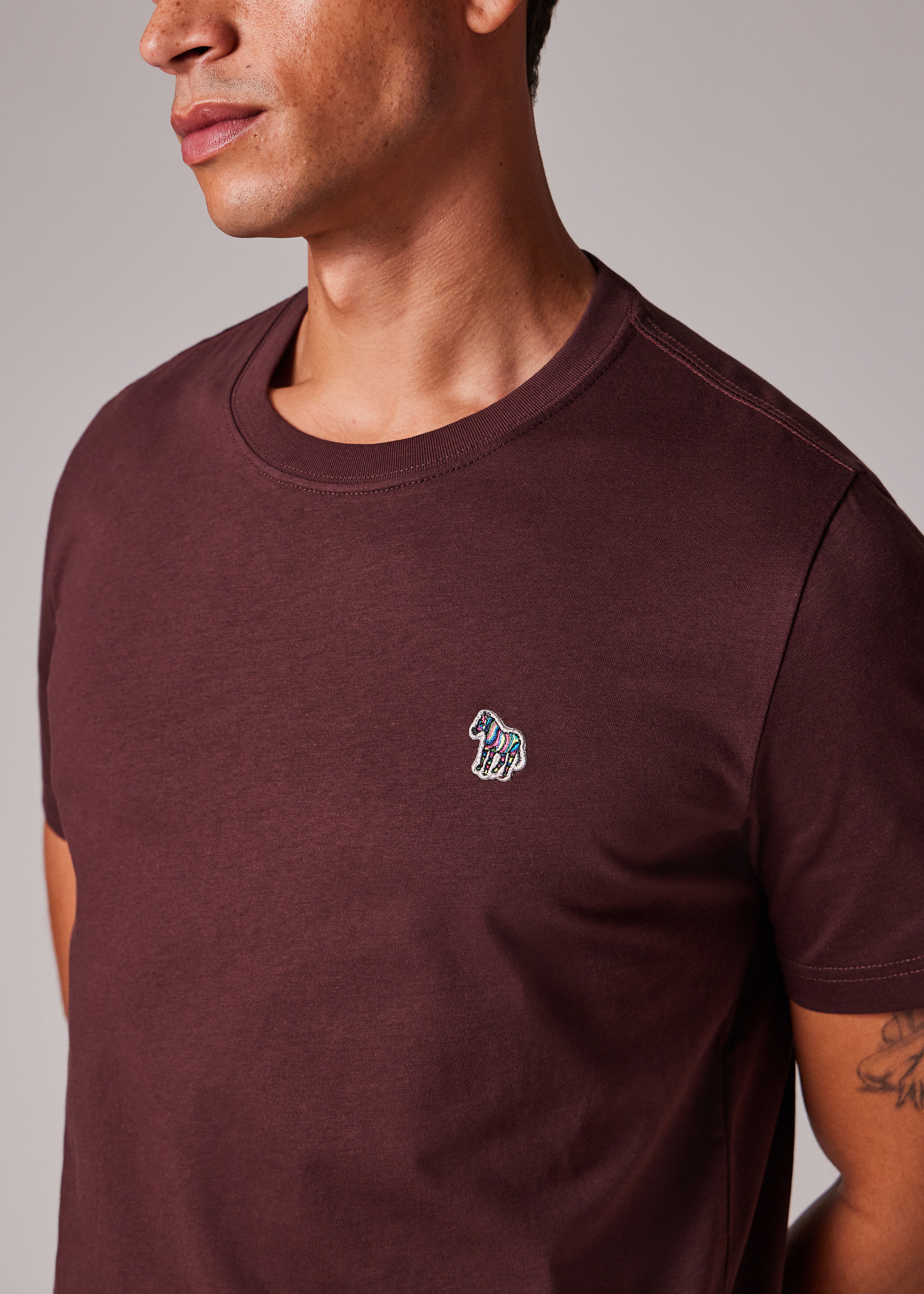 Burgundy Organic Cotton Zebra Logo T-Shirt - 6