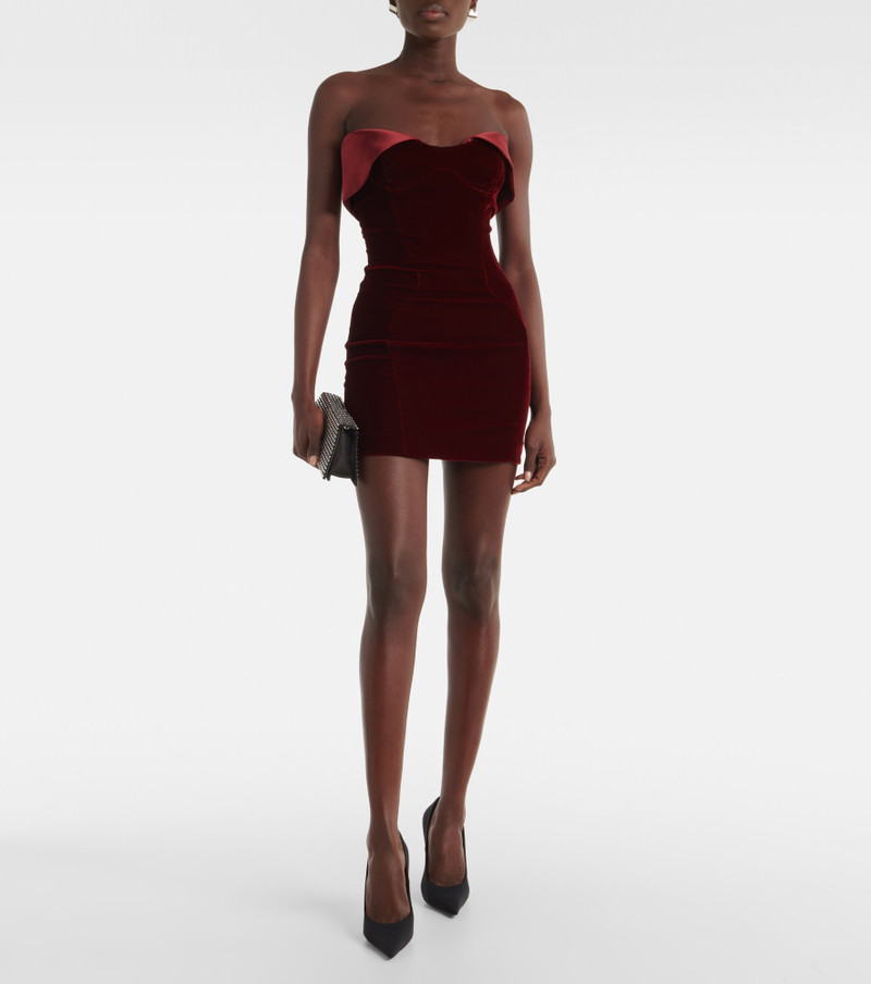 MUGLER Satin-trimmed velvet bustier dress outlook