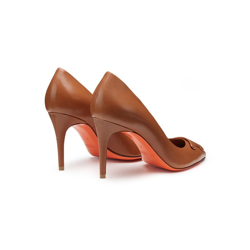 Women's brown leather high-heel Santoni Sibille pump 4