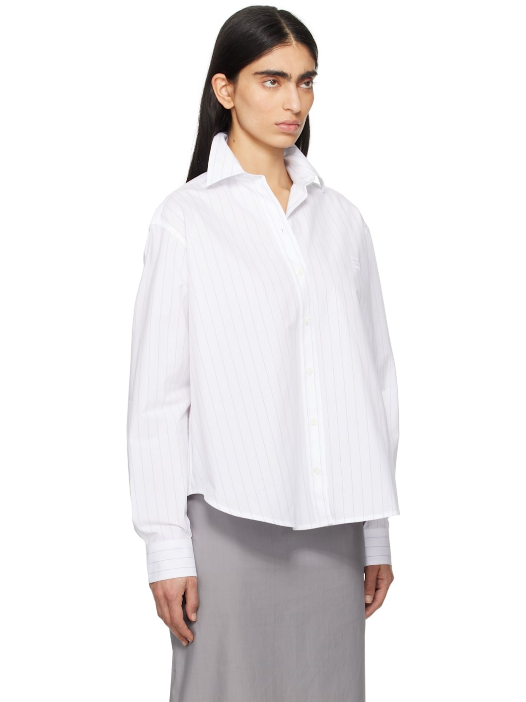 White & Blue Monogram Striped Shirt - 2