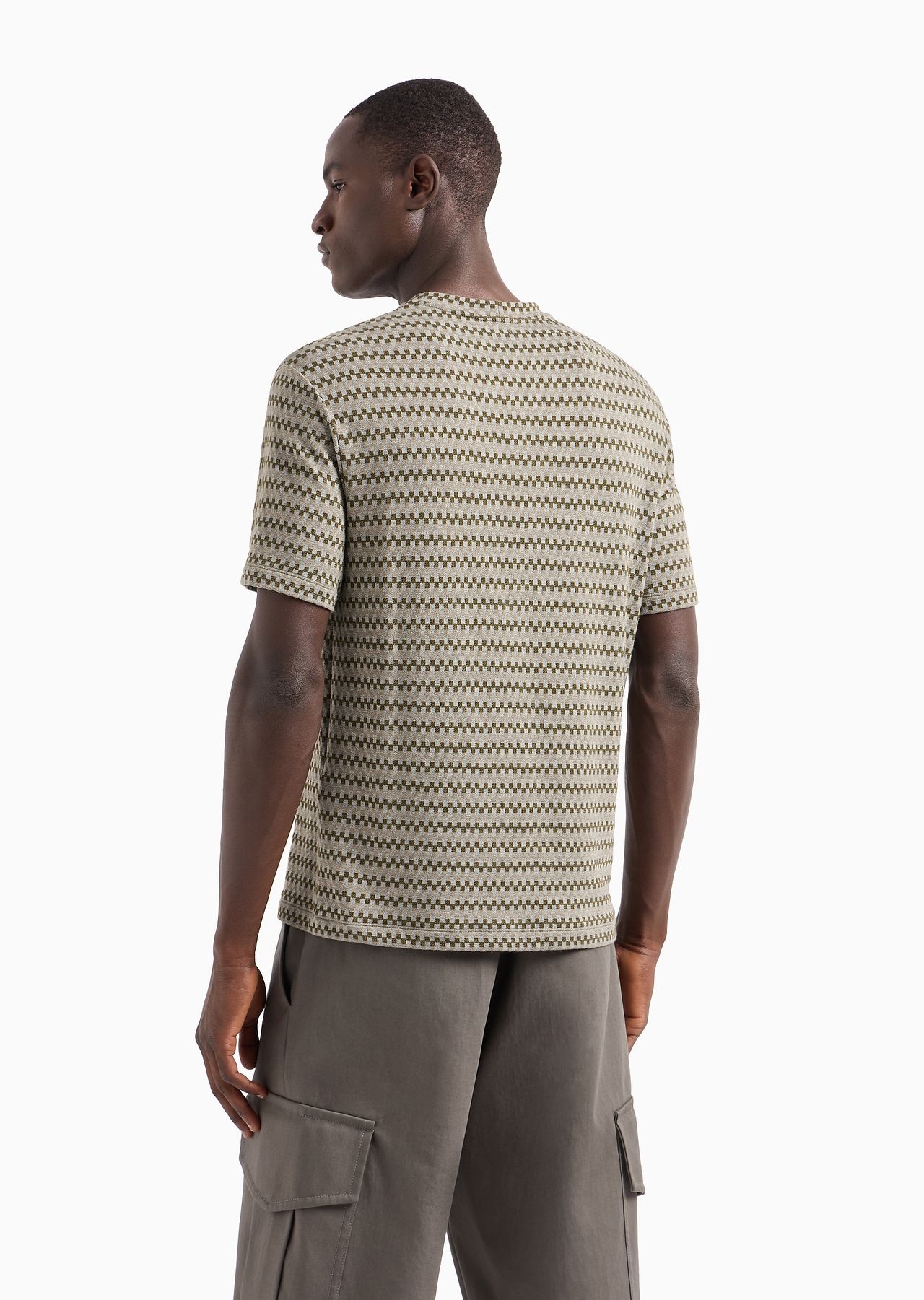 Stretch viscose jacquard jersey crew-neck T-shirt - 5