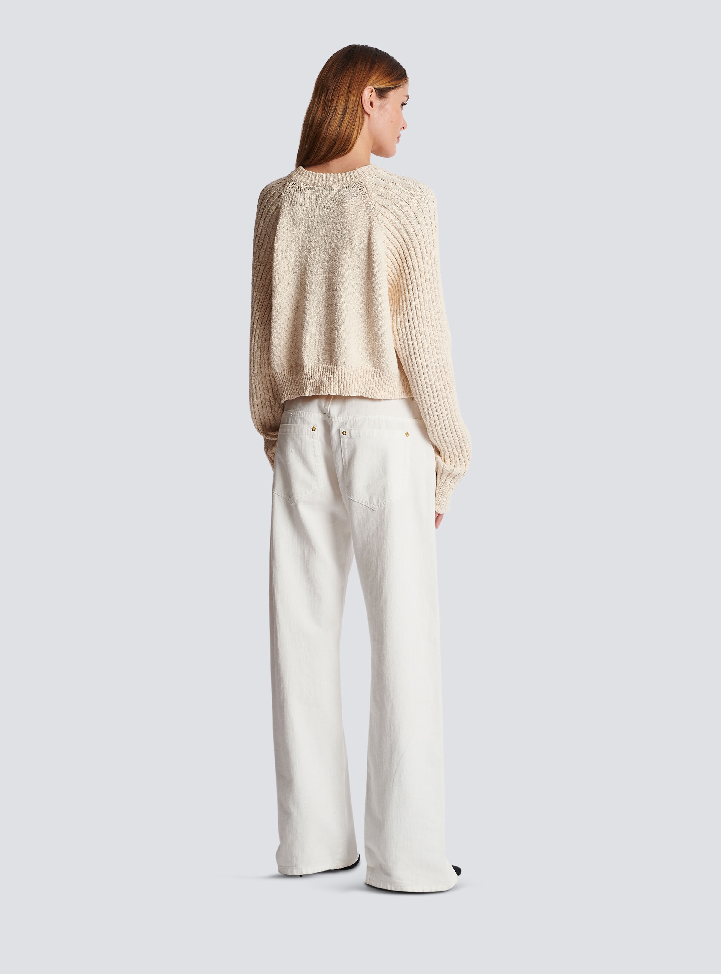 Buttoned jacquard jumper with Balmain logo - 4