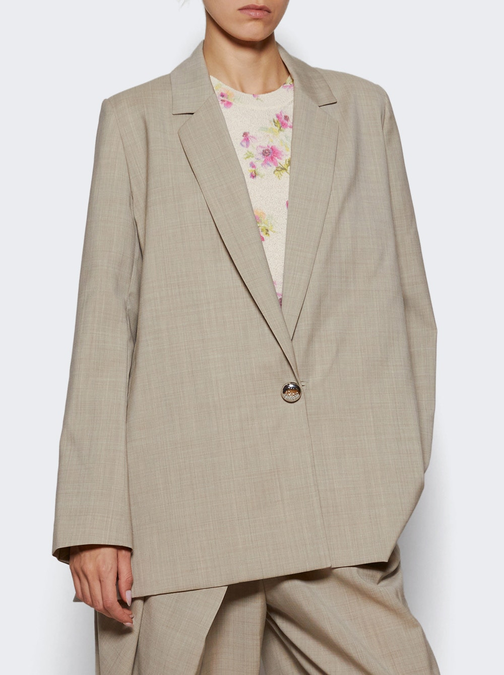 Wool Tailored Jacket Light Beige Melange - 2