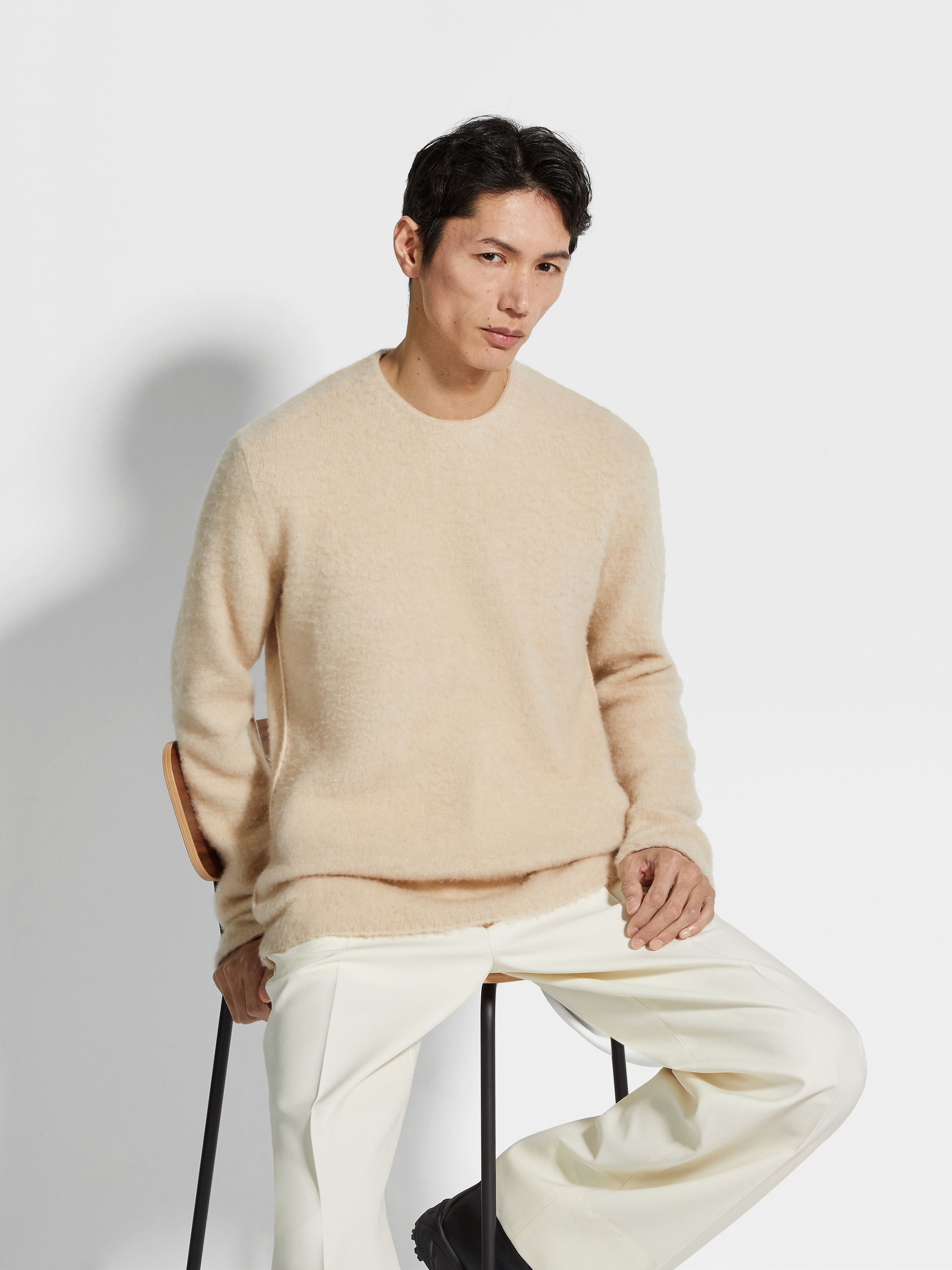 LIGHT BEIGE OASI CASHMERE CREWNECK - 3