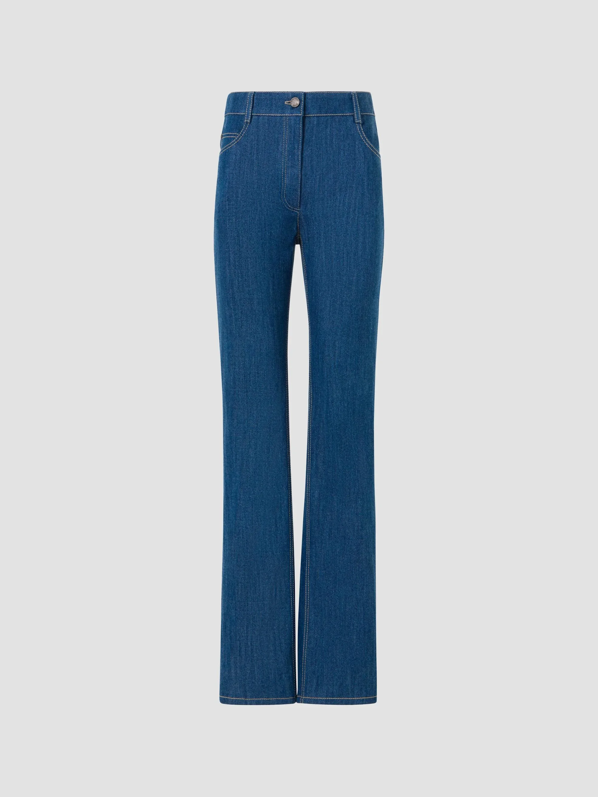Women's Full Length Slim-Leg Jeans - Uranus Blue Denim - 1