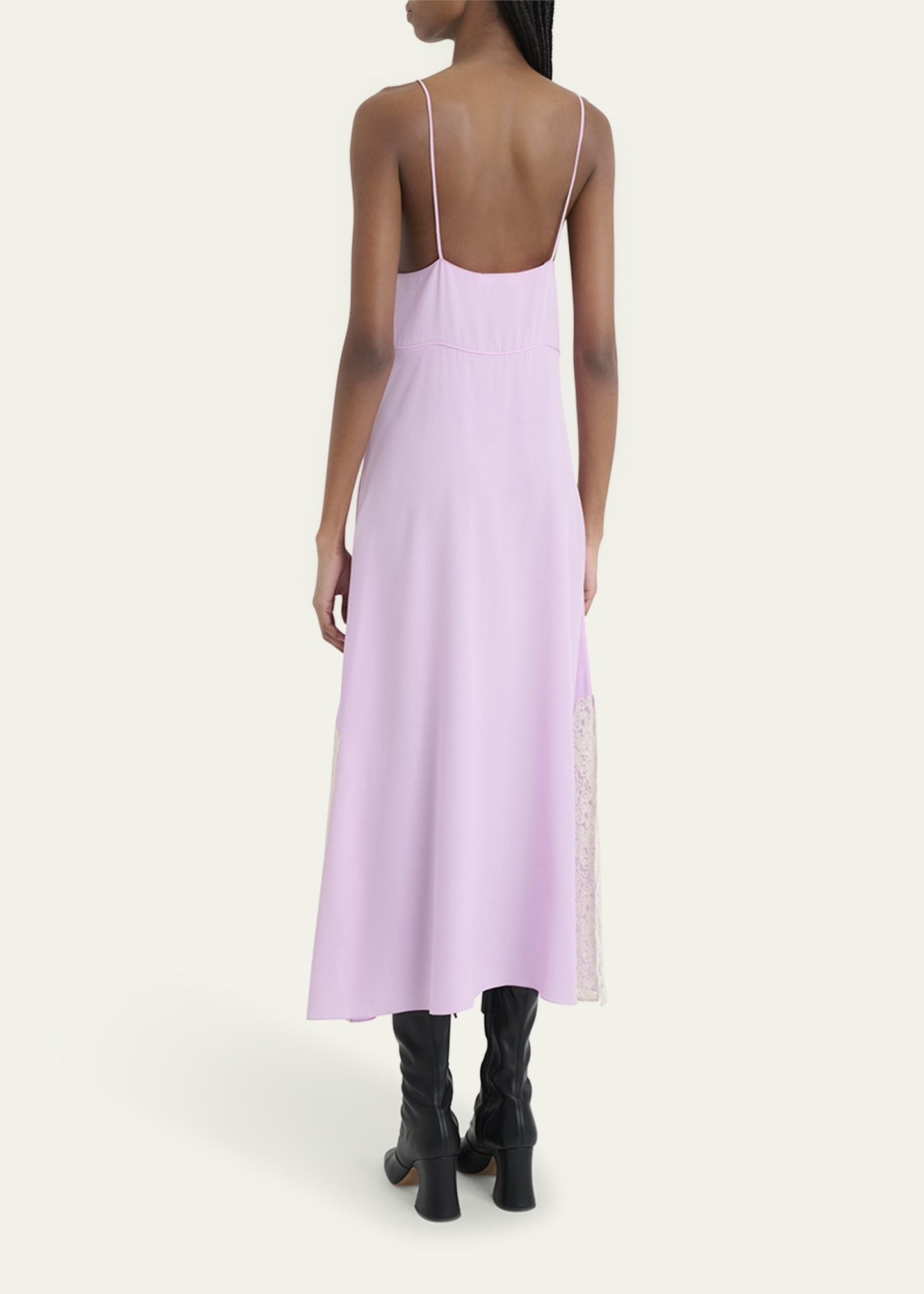 Lace-Trim Silk Midi Slip Dress - 3