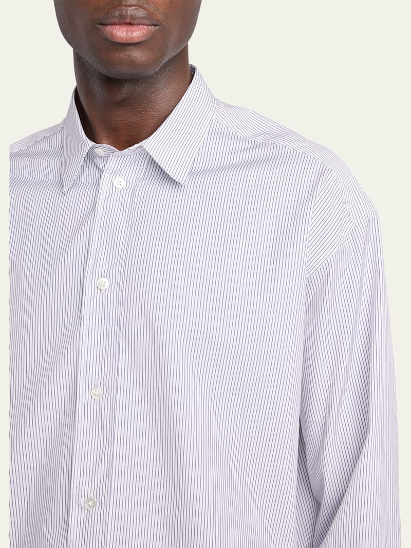 The Row Men's Cotton Micro-Stripe Button-Down Shirt outlook