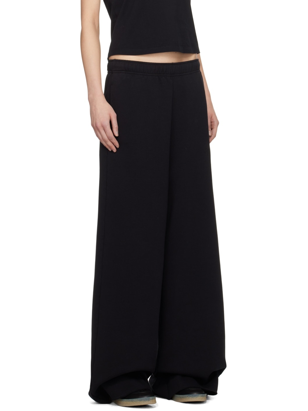 MM6 Maison Margiela Black Embroidered Sweatpants | REVERSIBLE