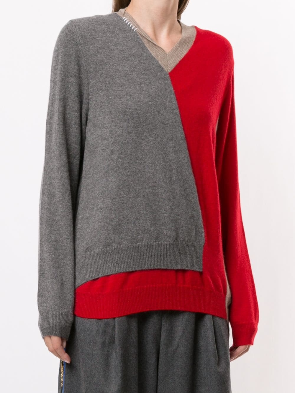 colour-block asymmetric jumper - 3