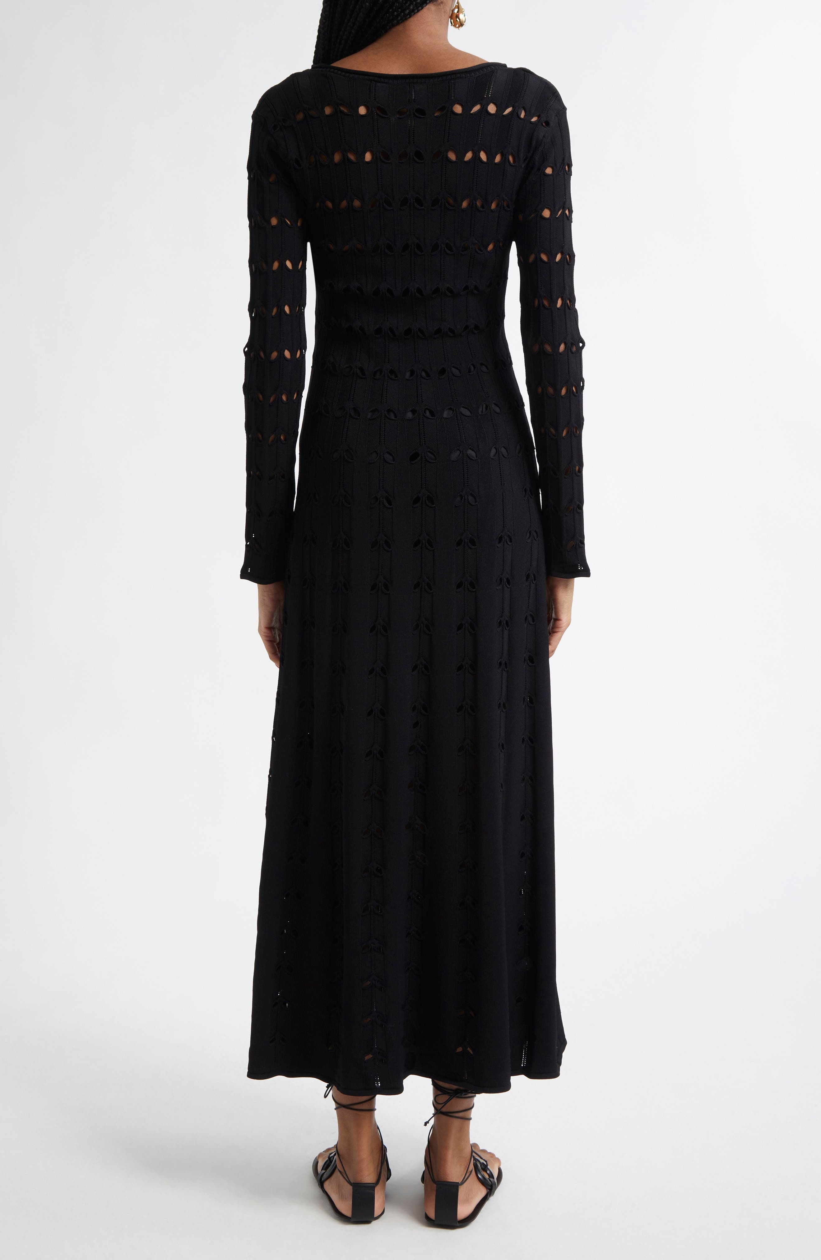 Zimmermann Rhiannon Long Sleeve Pointelle Maxi Sweater Dress in Black at Nordstrom - 2