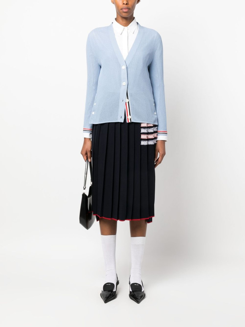 Thom Browne pointelle-knit RWB stripe cardigan outlook