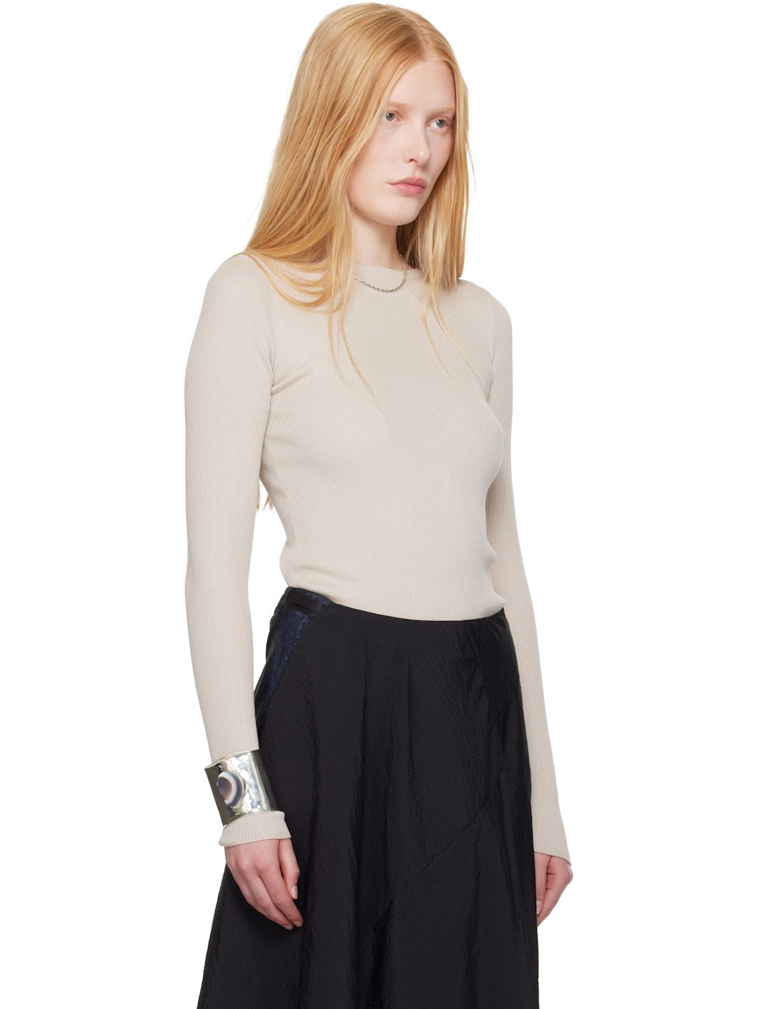WORK SHOP Emporio Armani Taupe Stretto Popover Sweater - 2