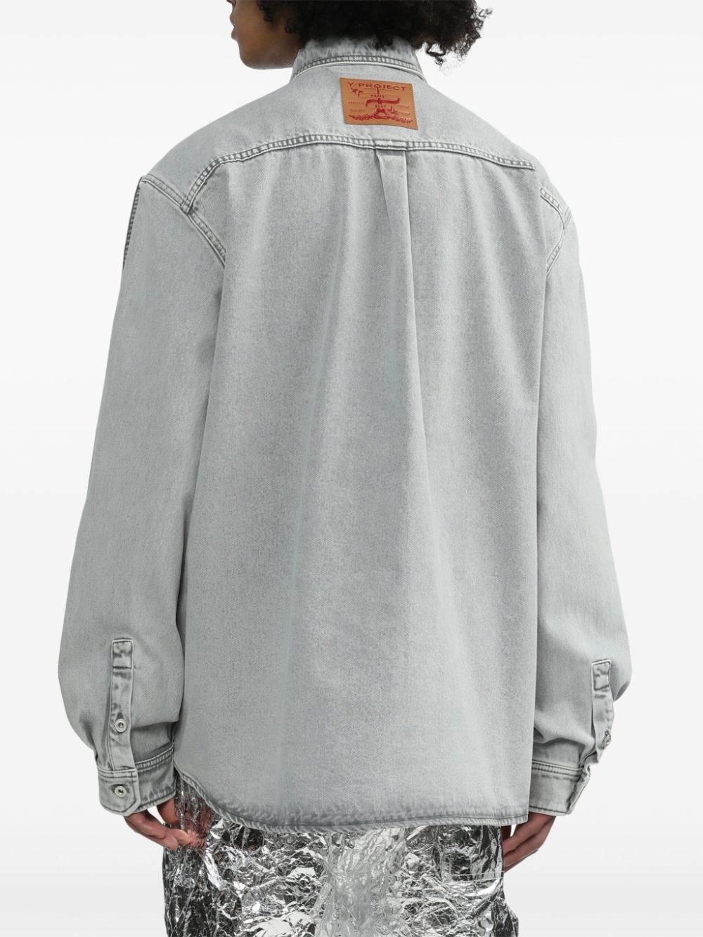 light wash layered denim shirt - 4