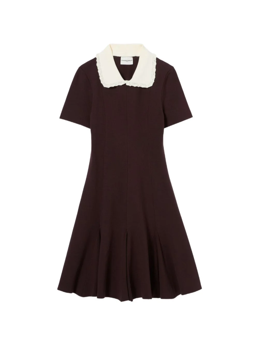 contrast collar knit skater dress - 1