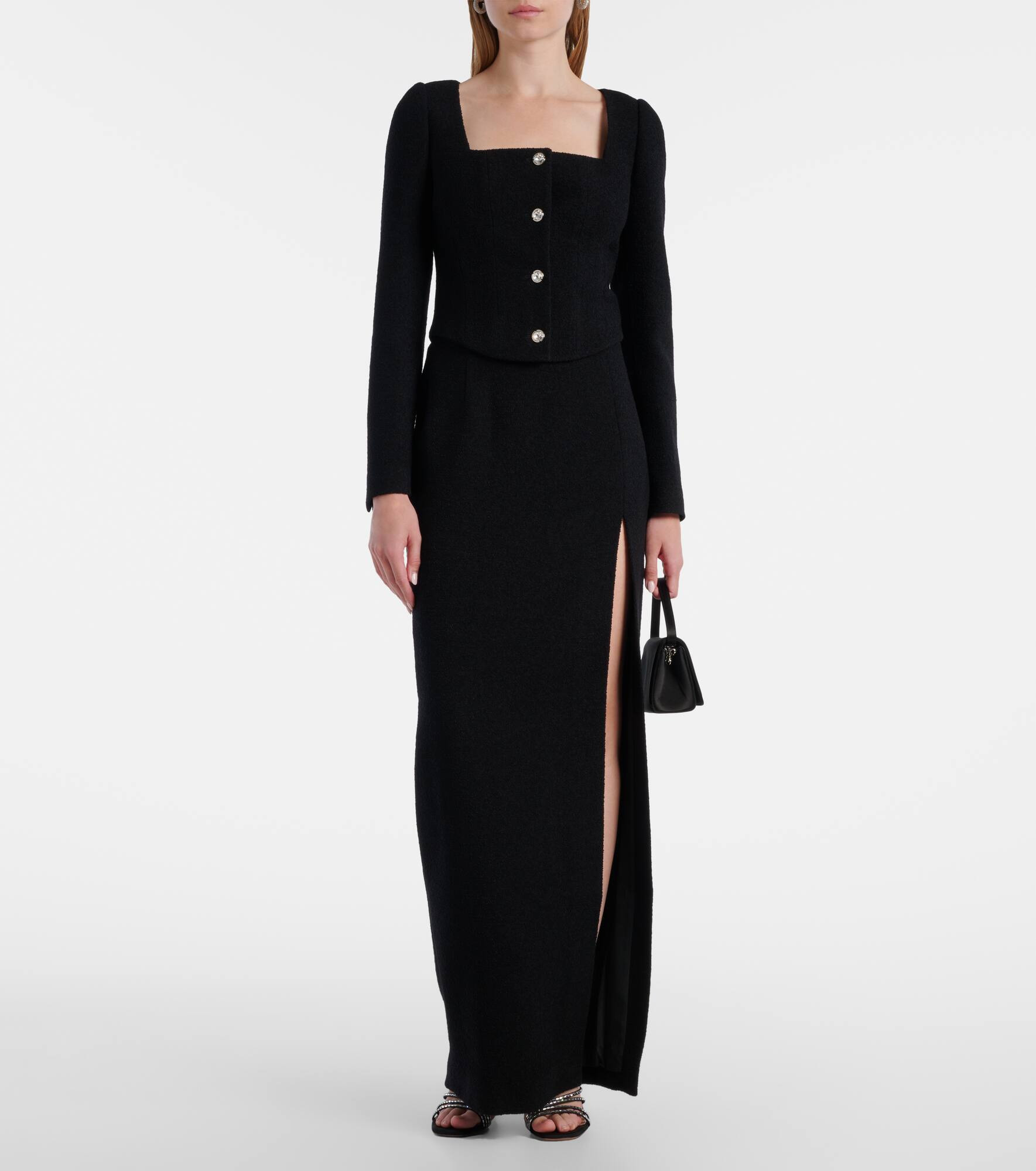 Wool-blend twill bouclé maxi skirt - 2