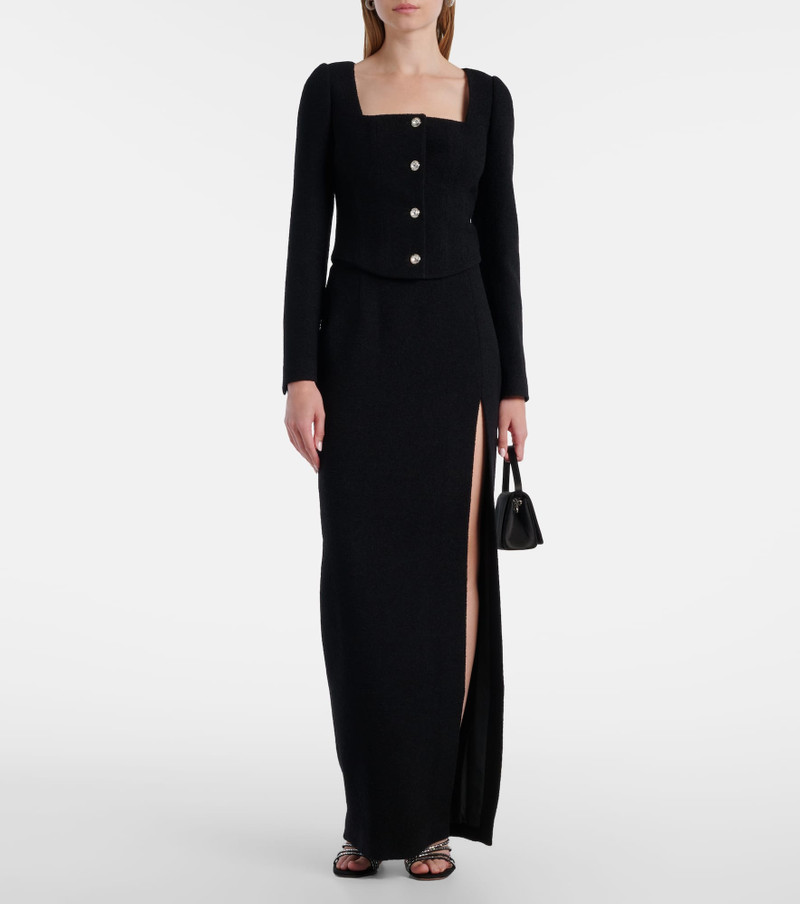 Alessandra Rich Wool-blend twill bouclé maxi skirt outlook