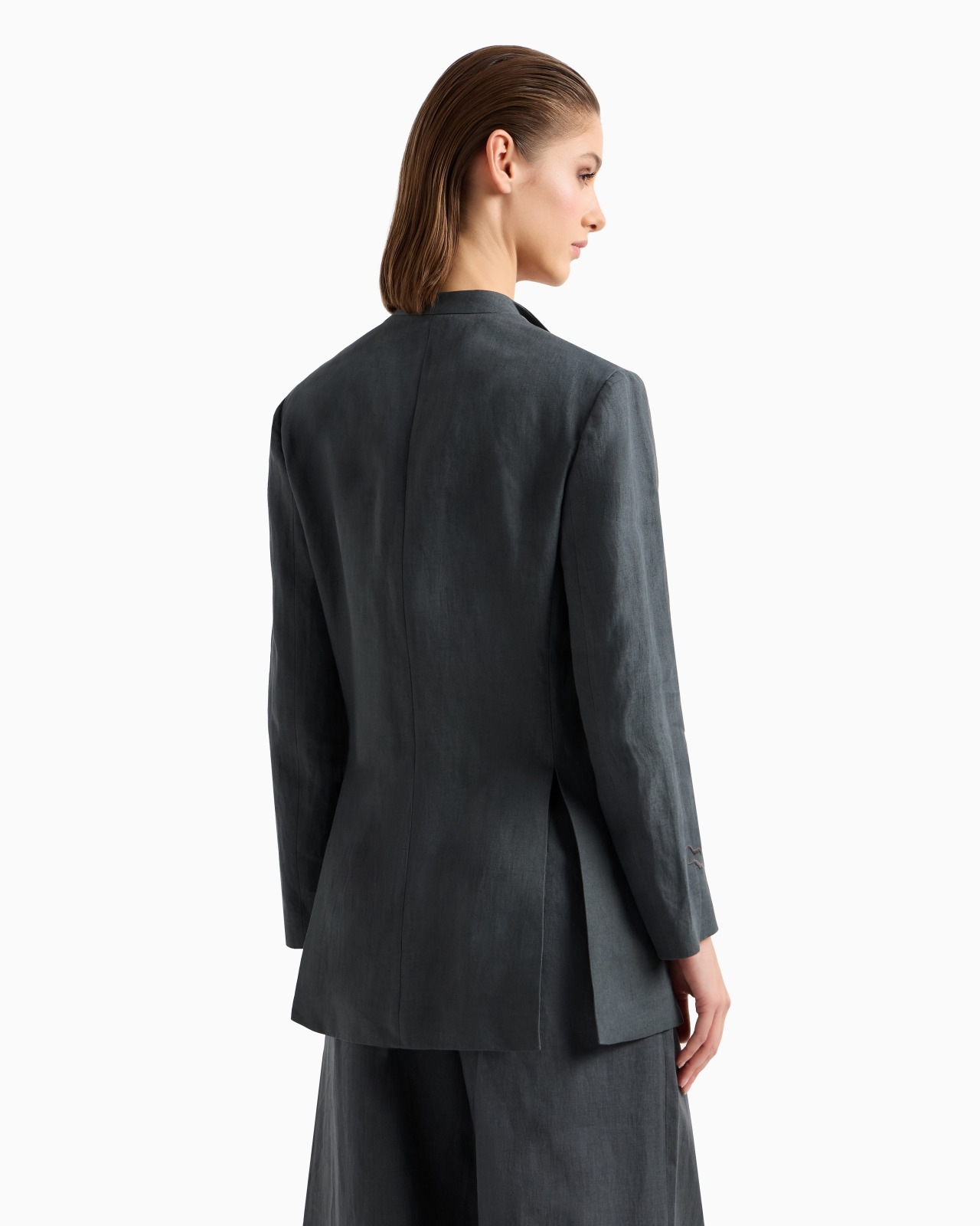 LONG SINGLE-BREASTED LINEN JACKET - 3