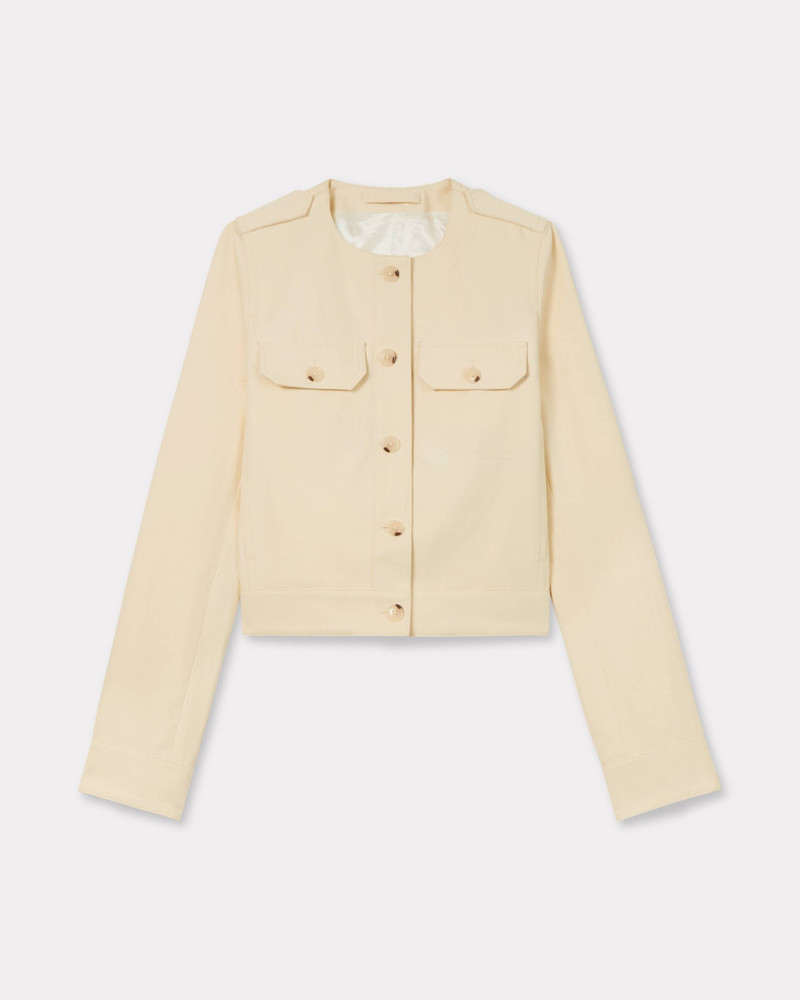 Collarless jacket in cotton - 1