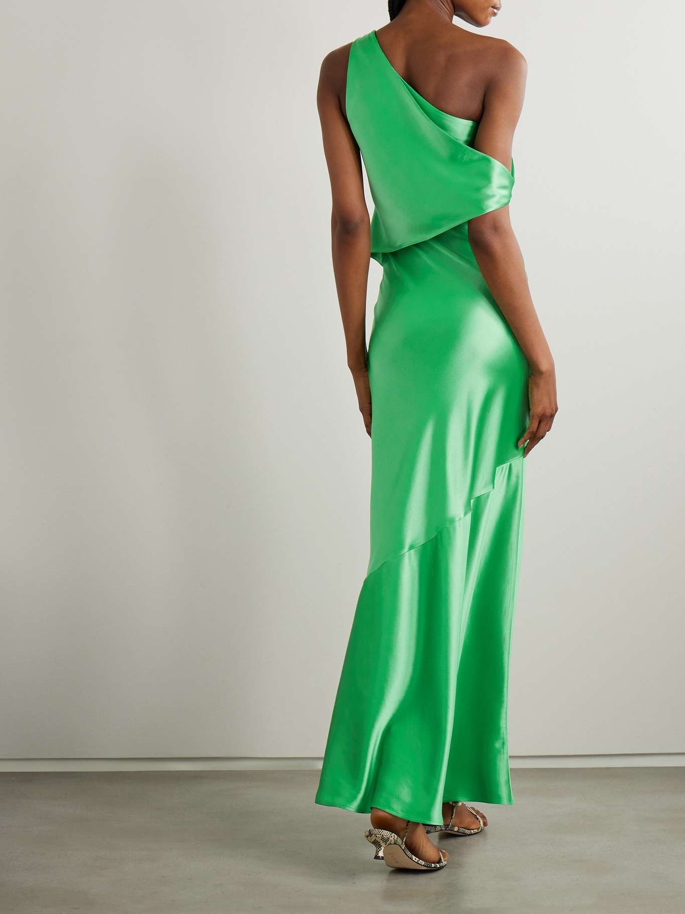 Naomi one-shoulder layered satin maxi dress - 3