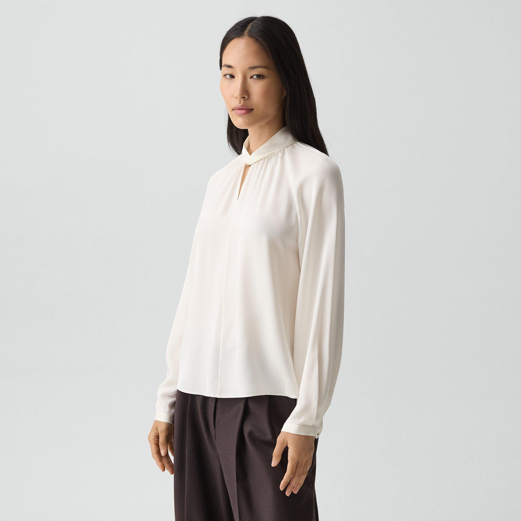 Twist Neck Top in Silk Georgette - 2