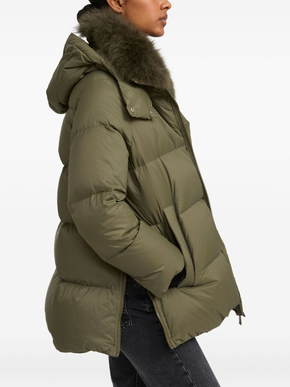 lambswool-collar down jacket - 3
