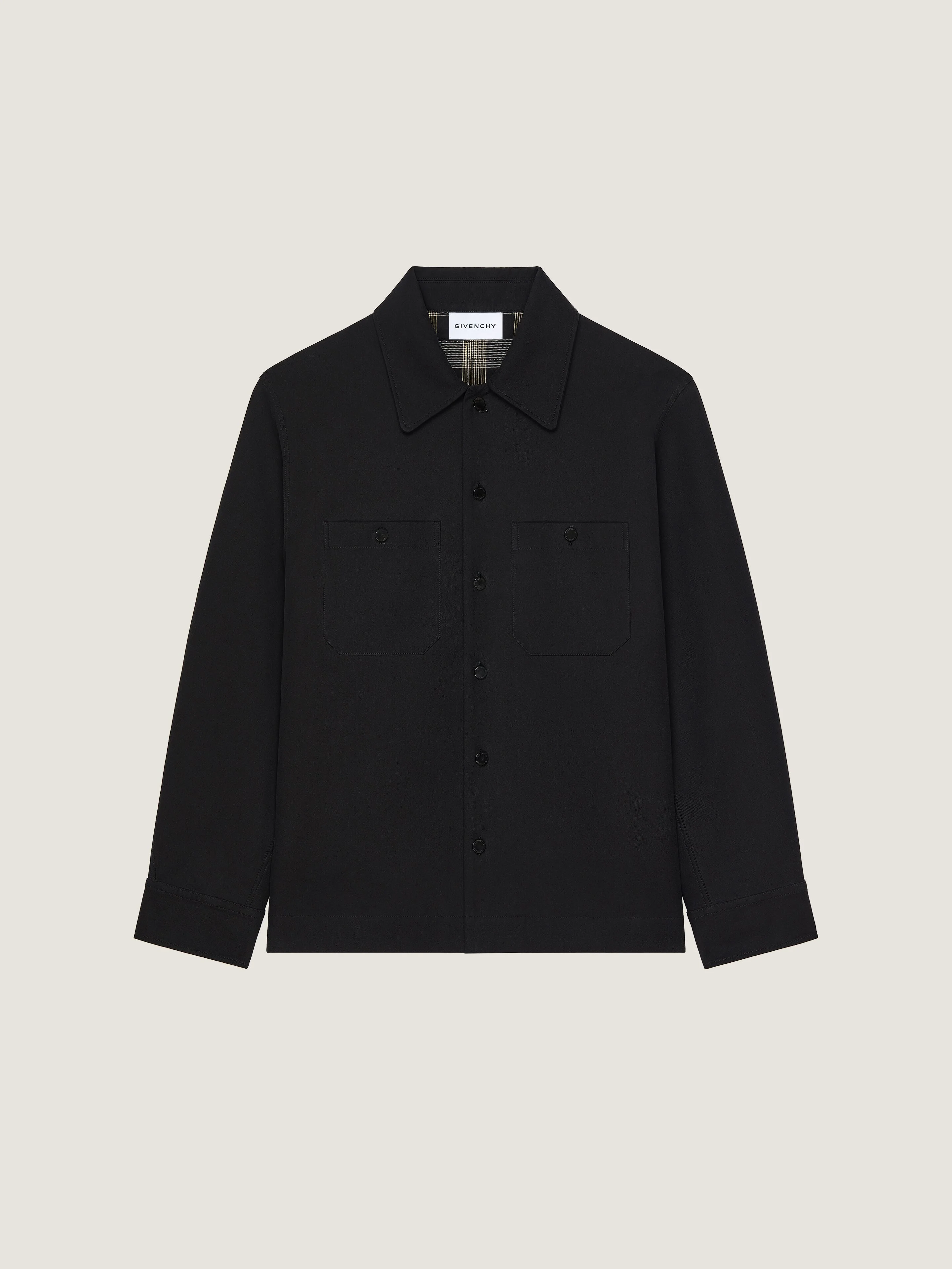 COUTURE SEAM OVERSHIRT IN COTTON WITH CHECKED REVERSE - 1