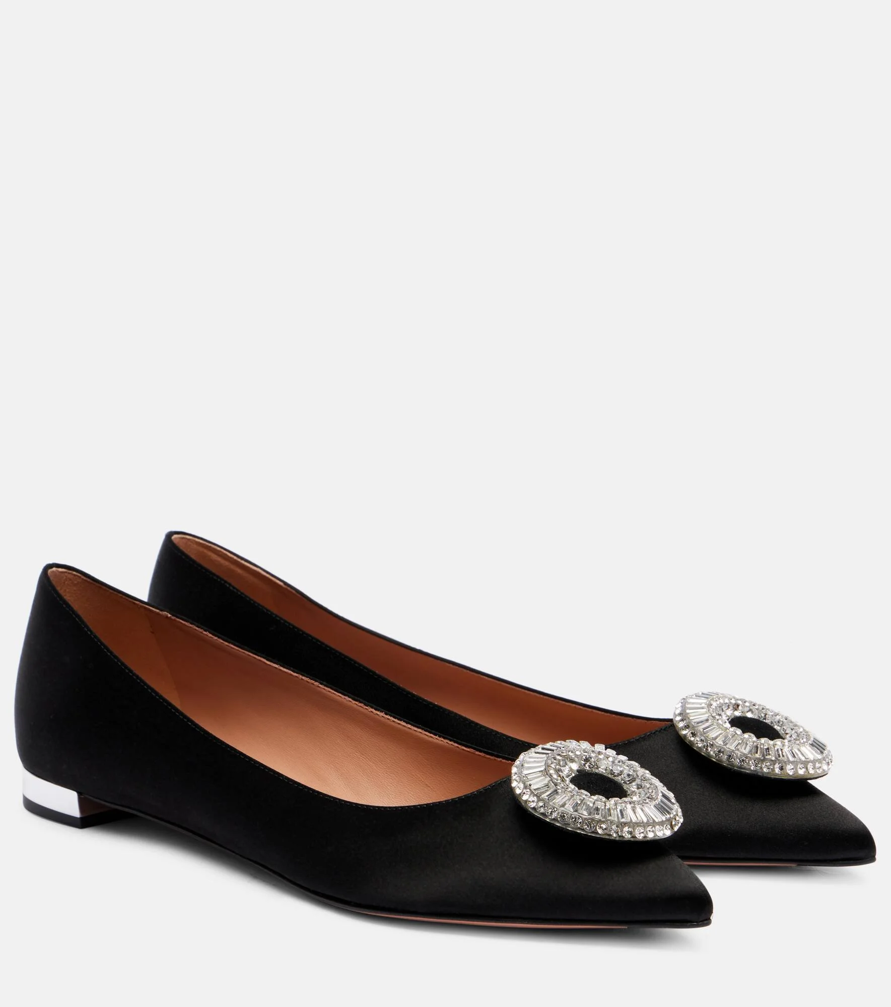 Crystal Hoop satin ballet flats - 1