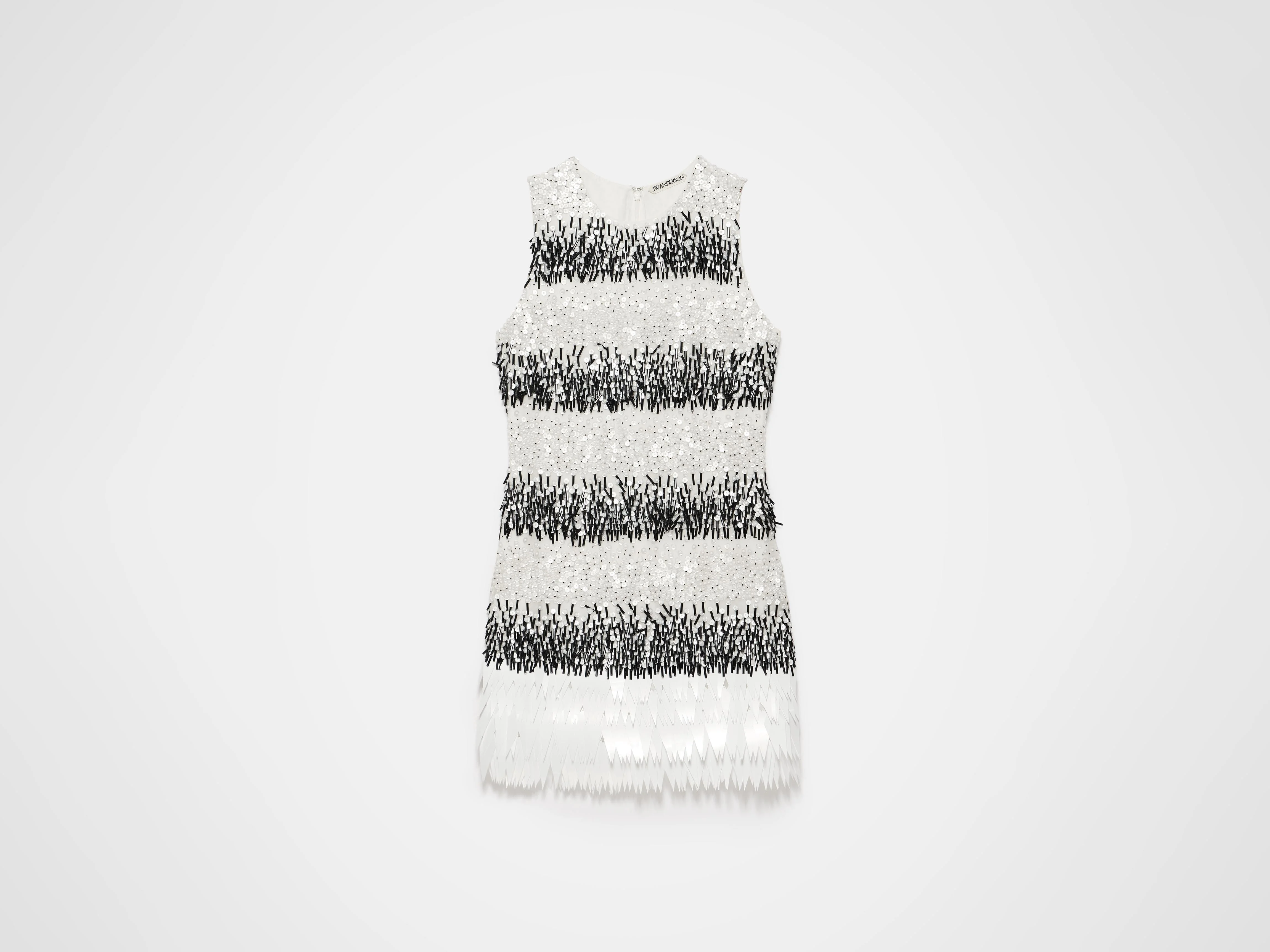 EMBELLISHED MINI SHIFT DRESS IN MONOCHROME - 1