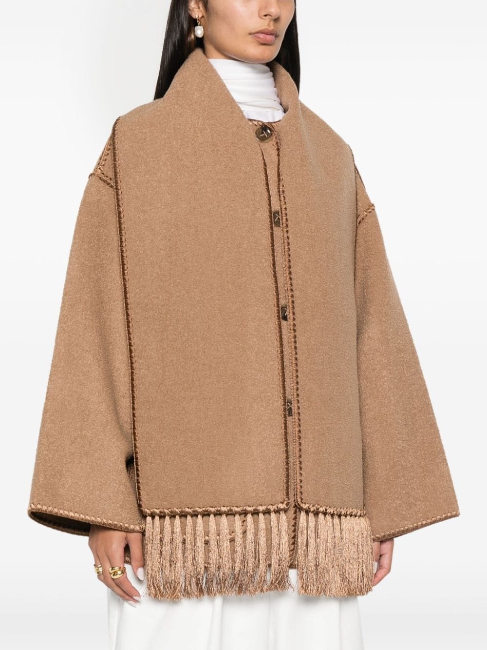whipstitch-trim scarf jacket - 3