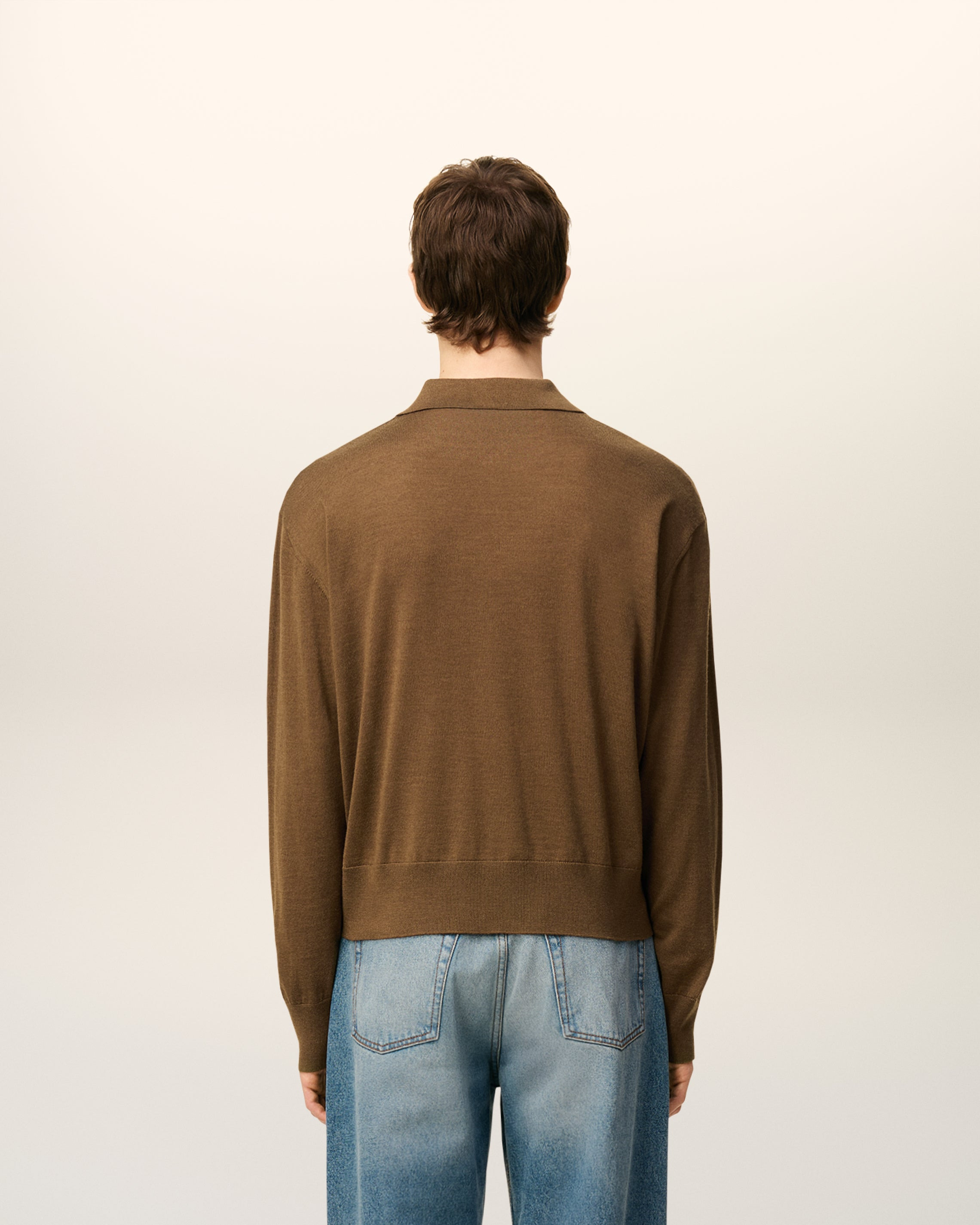 BROWN WOOL AMI DE COEUR POLO - 5