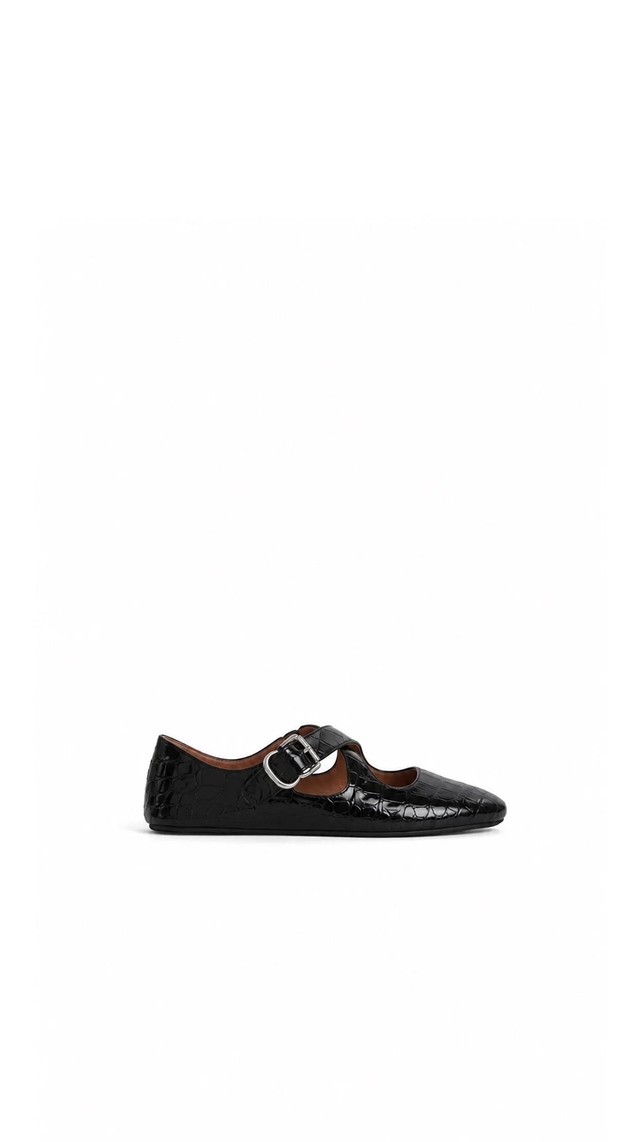 CRISS CROSS BALLET FLATS IN CROCODILE EMBOSSED CALFSKIN - 1