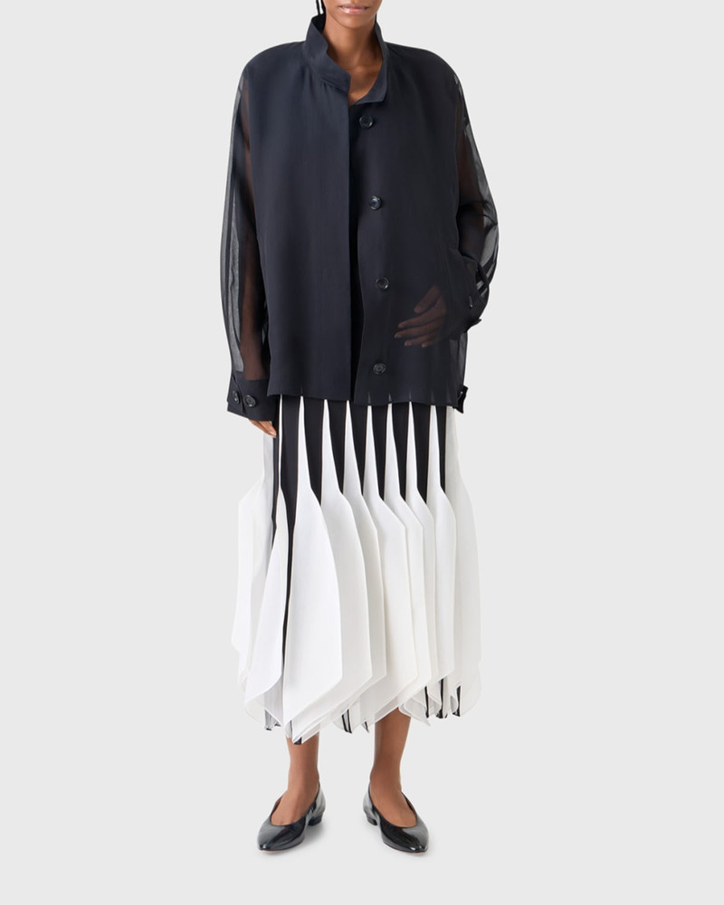 AKRIS Huma Silk Georgette Oversized Parka Jacket outlook