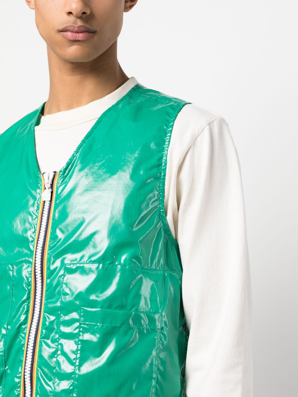 patent zip-up gilet - 5