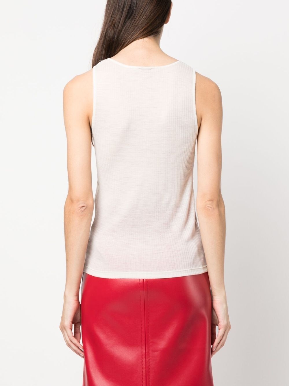logo-embroidered wool tank top - 4