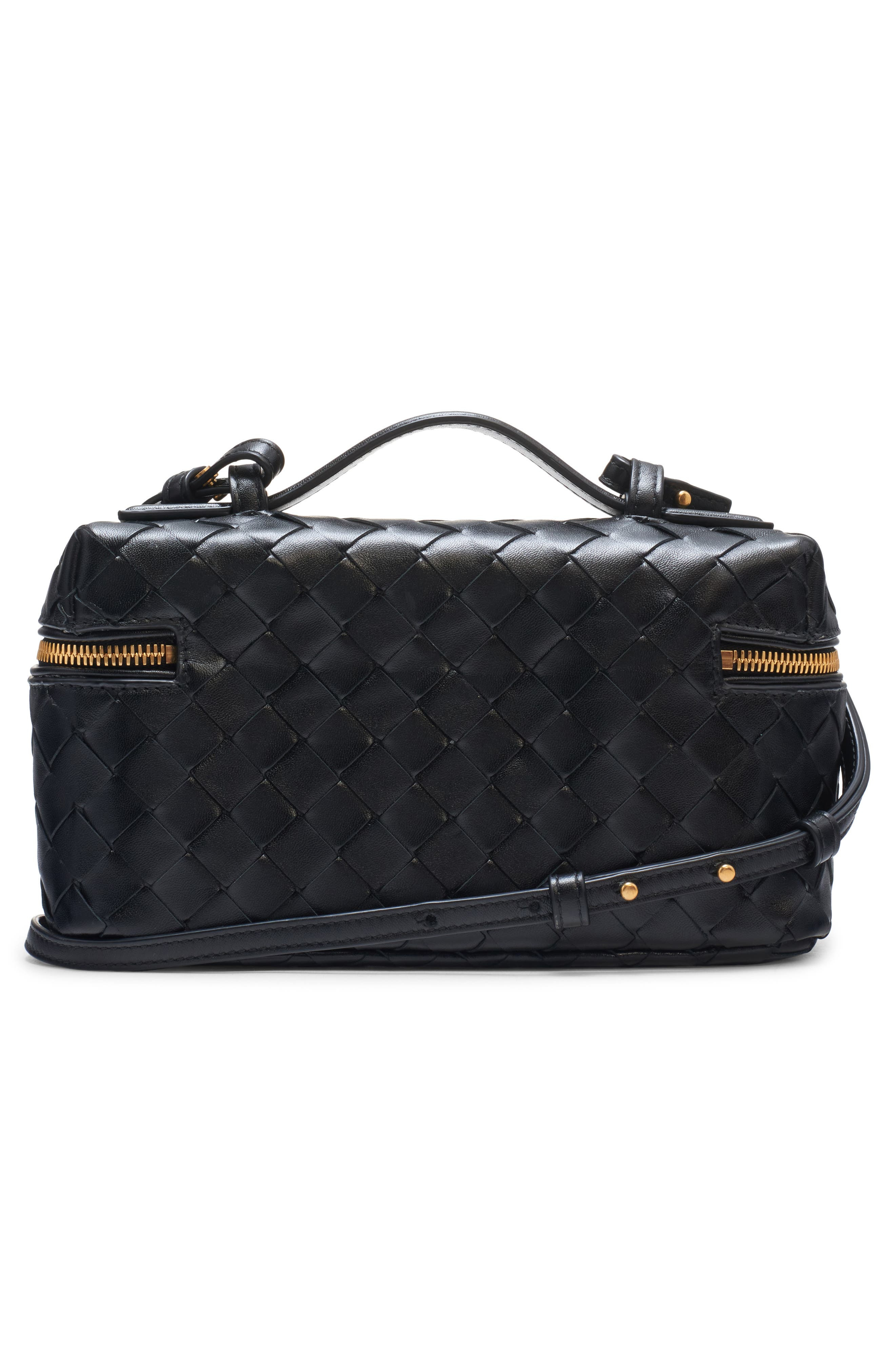 Bottega Veneta Intrecciato Leather Convertible Vanity Case in Black/Gold at Nordstrom - 4