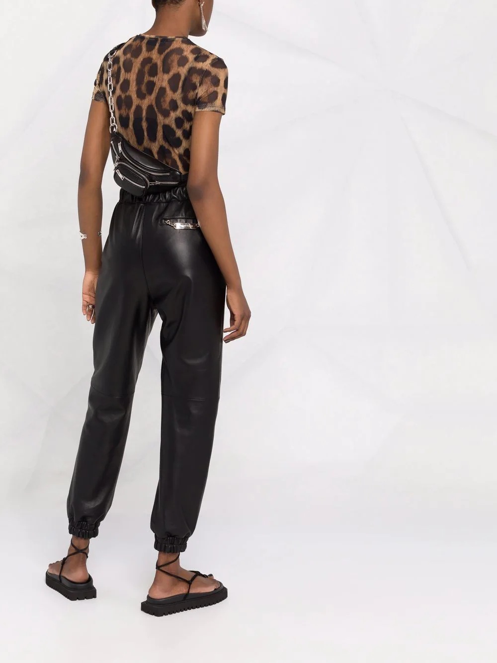 leather tapered trousers - 6