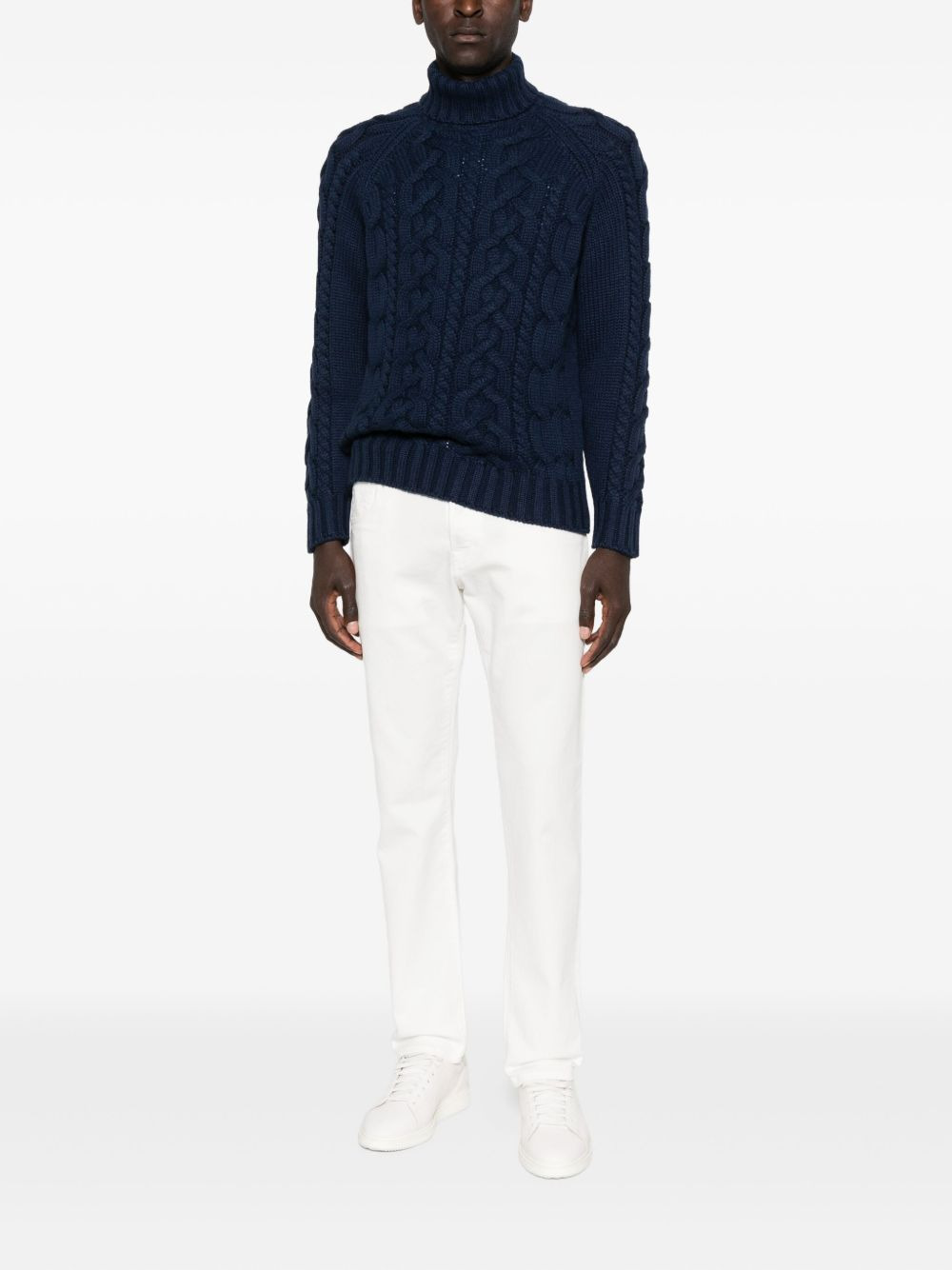 cable-knit turtleneck sweater - 2