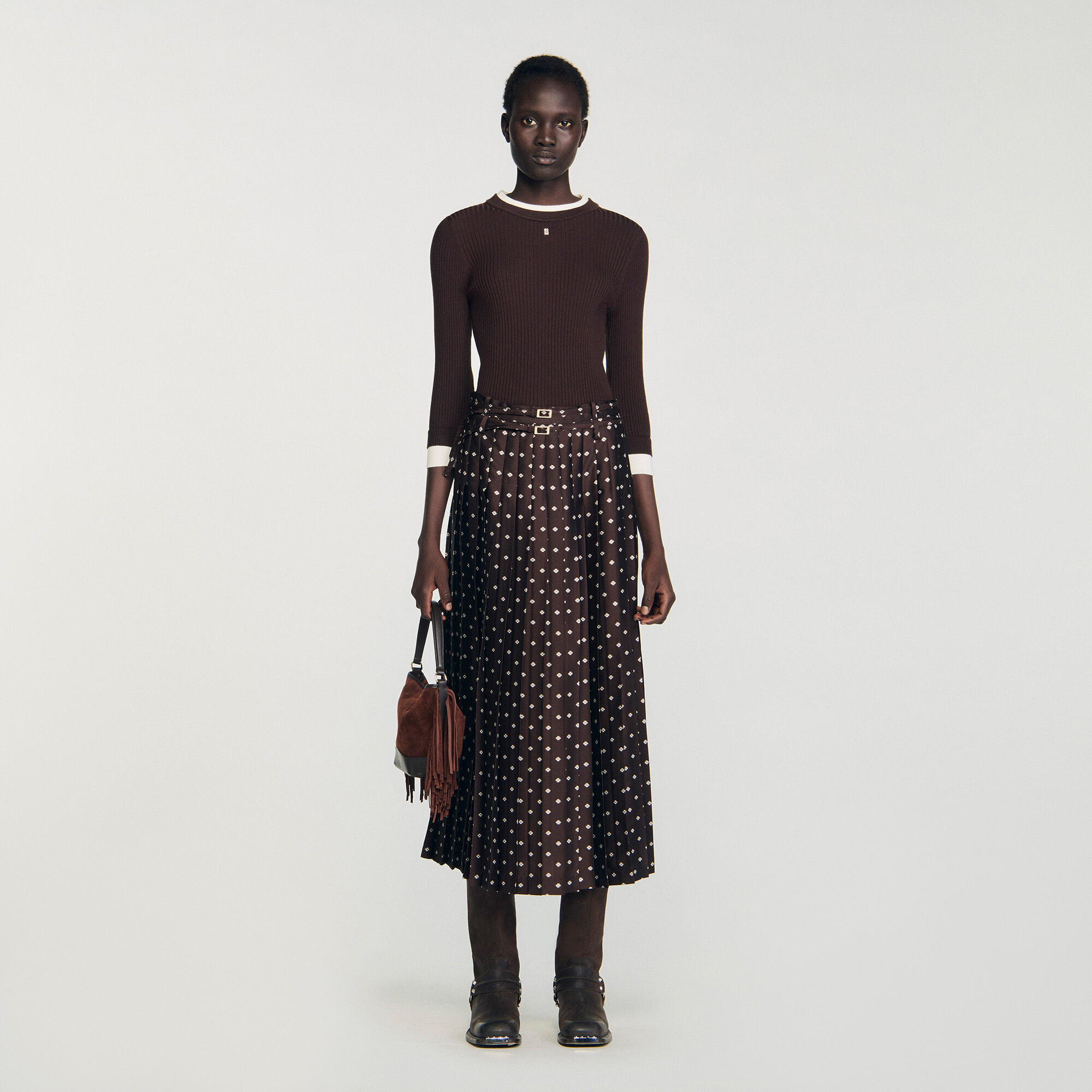 SCARF PRINT MIDI SKIRT - 1
