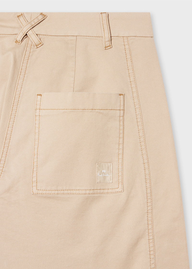 Women's Beige Cotton-Blend Barrel Leg Trousers 3