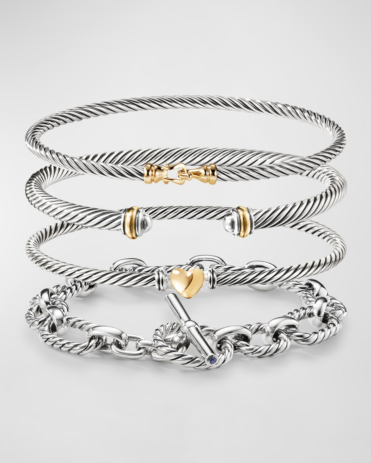 3mm Cable Heart Bracelet in Silver - 6