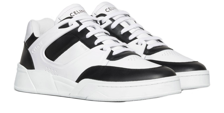 CELINE | CT-07 LOW SNEAKERS OPTIC WHITE & BLACK スニーカー CELINE TRAINER CT-07 LOW LACE-UP SNEAKER IN CALFSKIN - OPTIC