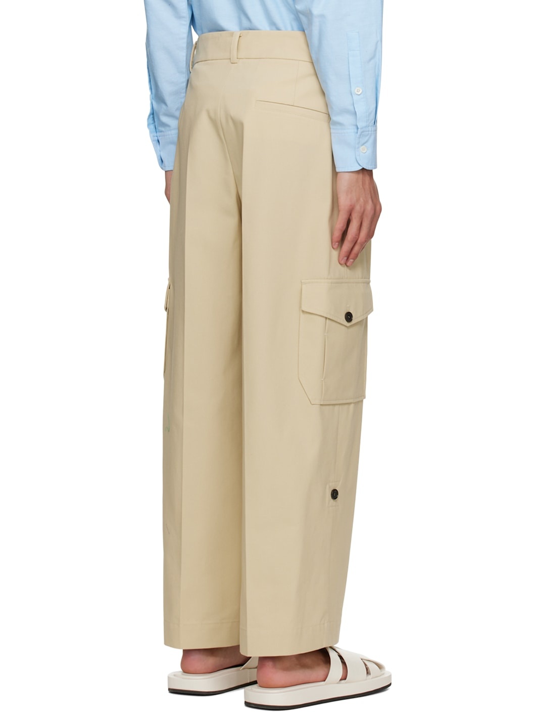 Beige Crease Cargo Pants - 3