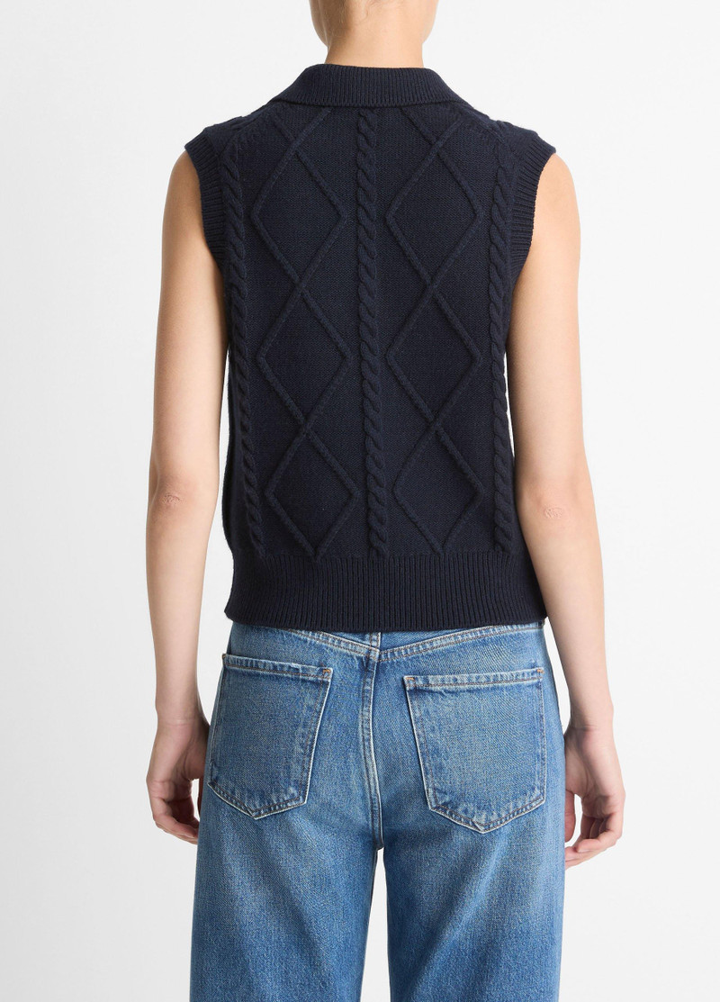 Vince Cable-Knit Wool & Cotton-Blend Sweater Vest outlook