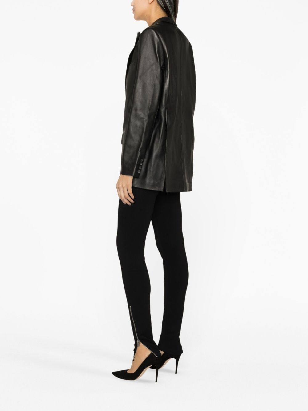 peak-lapels sheepskin blazer - 3