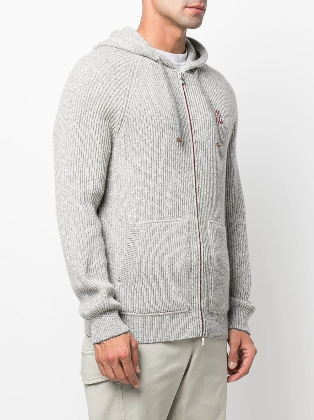 zip-up hooded cardigan - 3