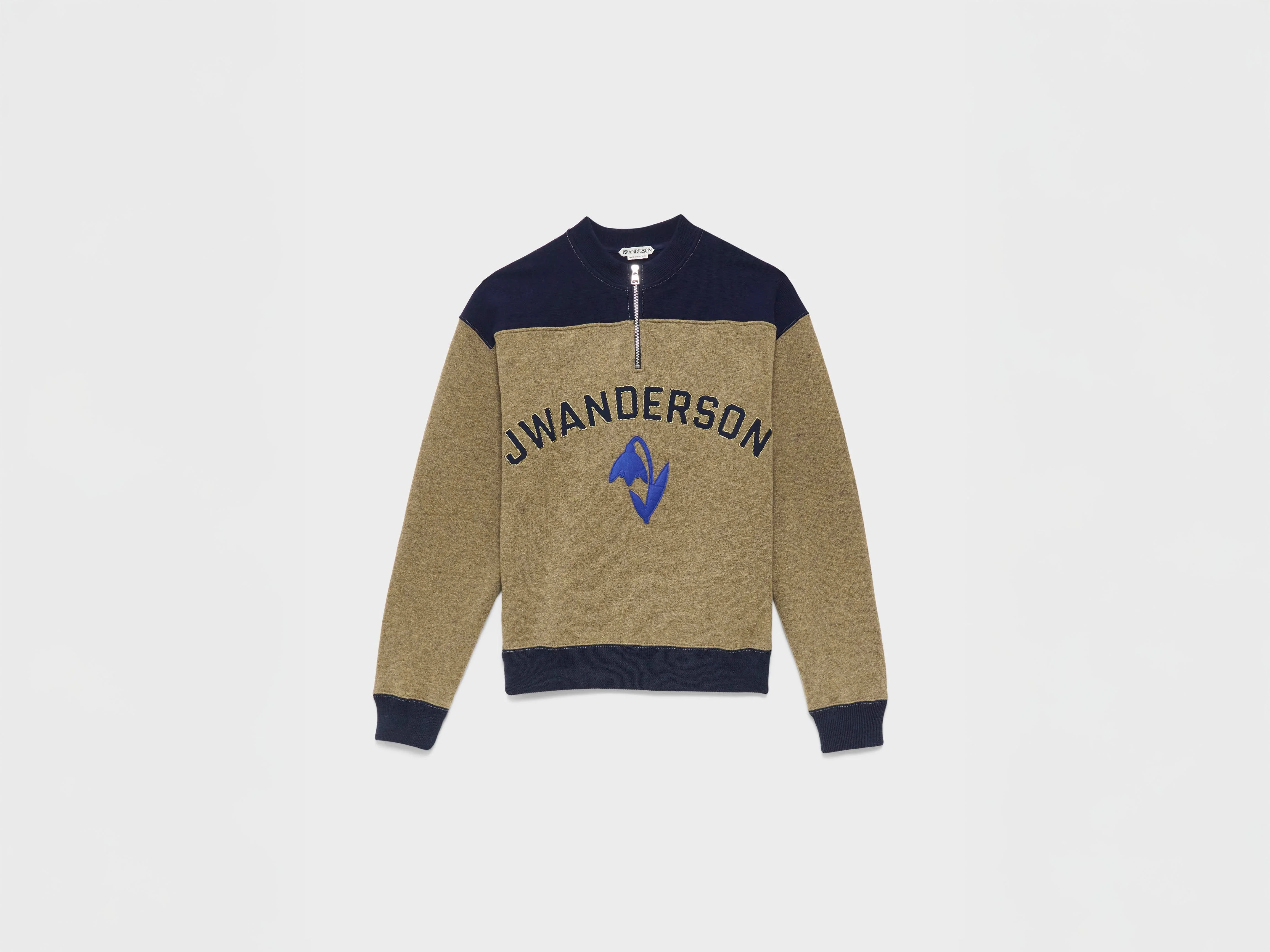 MENS HALF ZIP SWEATSHIRT IN BEIGE MELANGE - 1