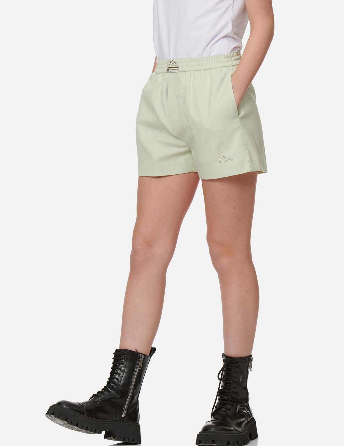 Slogan Embroidery Wool-blend Shorts - 3