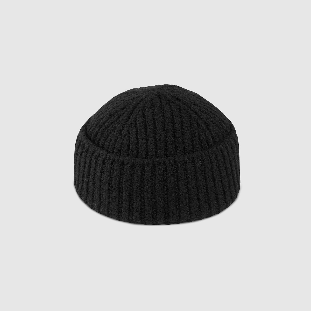 Rib wool hat with label - 1