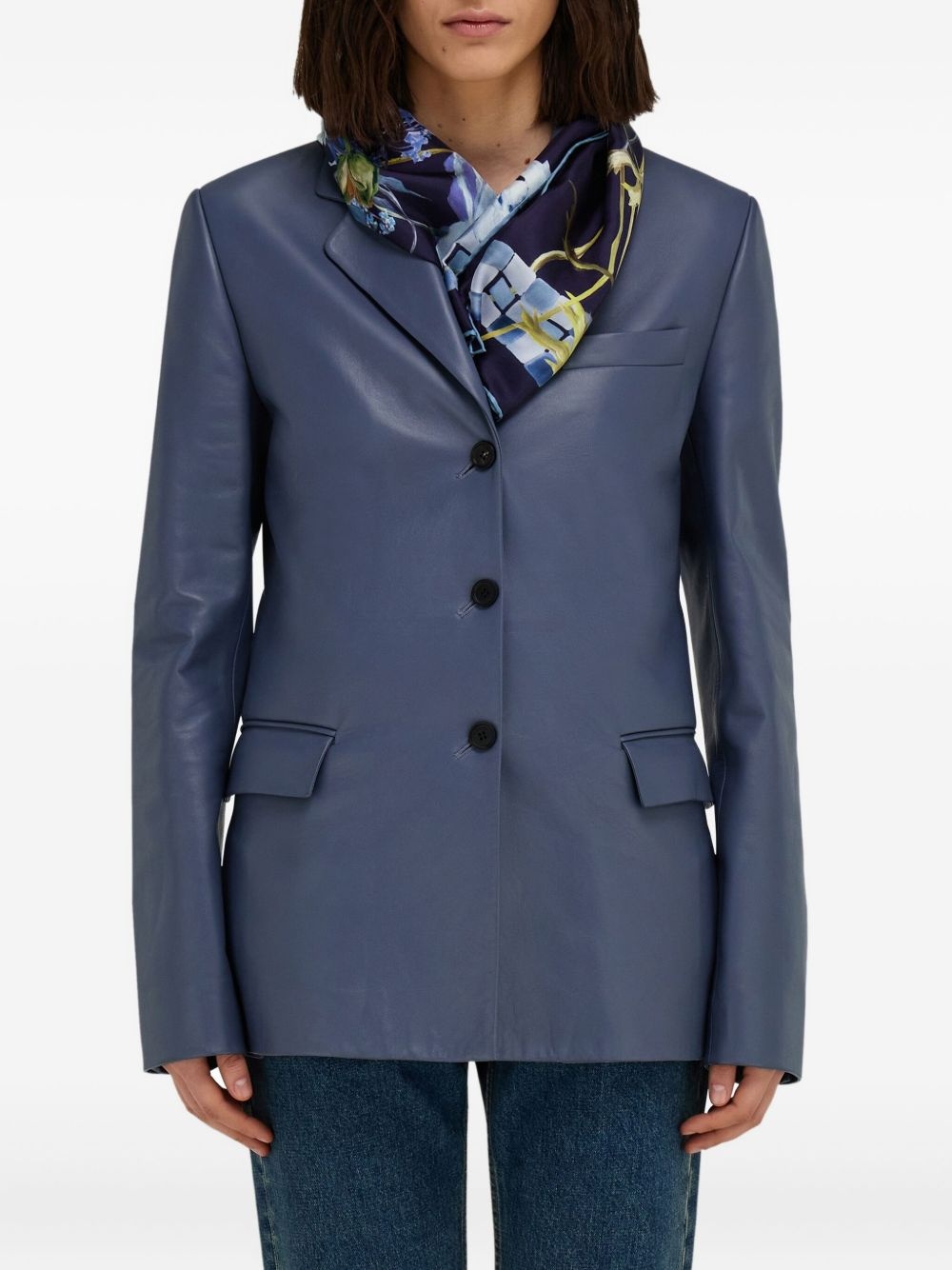 Fiori-print silk scarf - 3