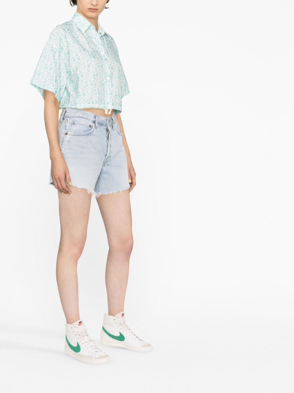 logo-print cropped shirt - 4